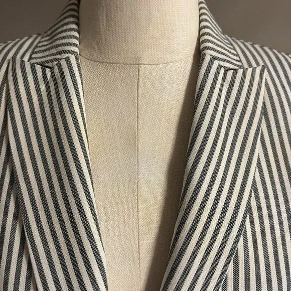 EVEREVE Tisbury stripe one button blazer blk white NWT cotton poly size XS